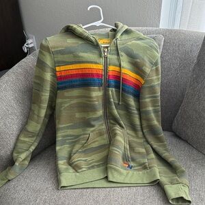 Aviator Nation Camo Zip-Up with Rainbow Accents
